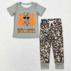 BSPO0220 Arrivée en gros garçons et filles vêtements à manches courtes top avec pantalon set kids de Pâques tenues 240320