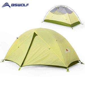 BSWOLF Camping Ultralight Tent 1-3 Persoon 3 seizoen dubbele laag waterdicht aluminium toeristententencomfort voor rust H220419