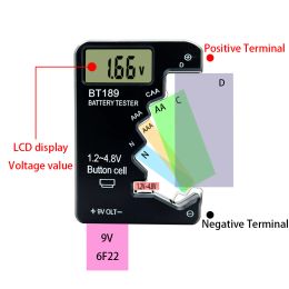 BT-189 AA / AAA / C / D / 9V / 1,5 V Capacité de batterie Testeur de batterie Testeur de batterie BT189 Affichage LCD Testeur de batterie de vérification universelle