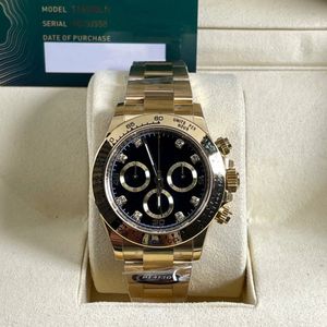 BT Better Factory Montres TH-12.2mm 116508 40mm Black Diamond Panda Gold CAL.4130 Mouvement Mécanique Automatique Chronographe Montre Homme Montres-bracelets pour hommes