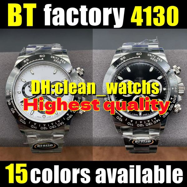 BT Factory Mens Watch 40-12.2mm 4130 Mouvement de synchronisation mécanique entièrement automatique de la plus haute qualité qui brille dans le noir étanche b22