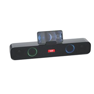 Barre de son de haut-parleur de basse stéréo BT avec caisson de basses à lumière respiratoire prend en charge la barre de son du lecteur de musique MP3 USB SD TF pour ordinateur