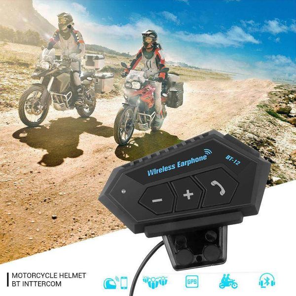 BT12 Anti-interferencia Bluetooth casco de motocicleta auriculares inalámbricos altavoz manos libres intercomunicador auriculares de moto