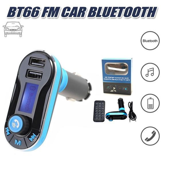 BT66 Transmetteur FM Bluetooth Mains Libres Adaptateur Radio FM Récepteur Kit De Voiture Double USB Chargeur De Voiture Support Carte SD USB Flash Pour Iphone