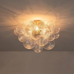 Lustre en verre soufflé fait à la main avec boule à bulles Lampe pendante en verre rotative Luminaire de plafond Convient pour la salle de bain de l'étude de la chambre à coucher