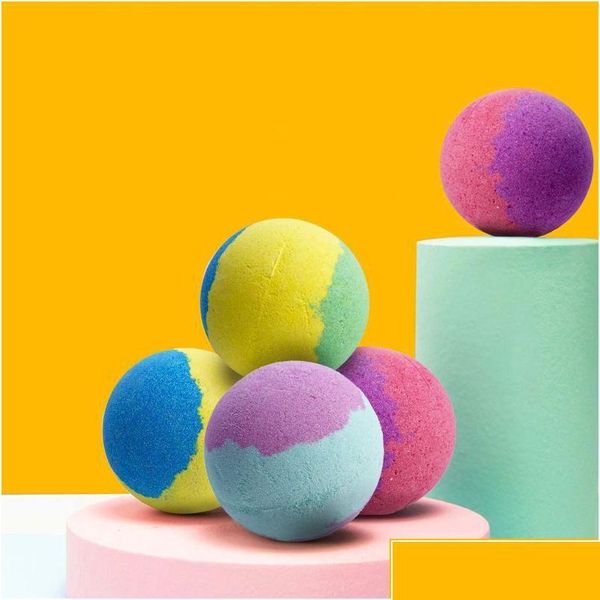 Bain moussant 60G Bain moussant Boule de sel Explosion Naturel Floral Menthe Rose Lavande Huiles essentielles Bathbombs Fizzers Douche Steamers Bat Dhi2G