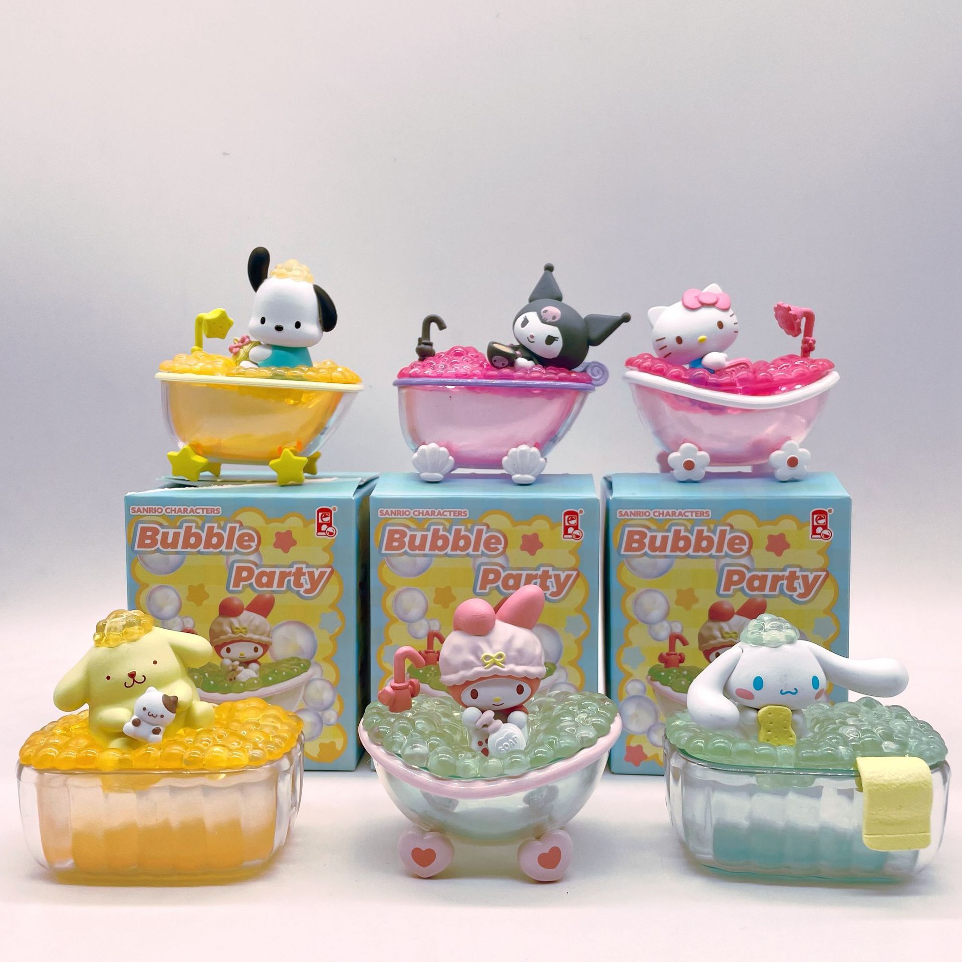 Bubbelbad serie blind box speelgoed Kuromi jade hond Melody 10cm ei twist speelgoed