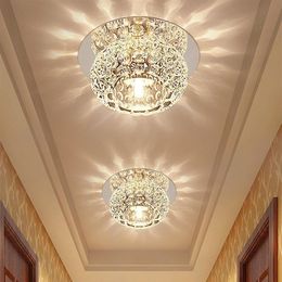 Plafonniers en cristal à bulles LED lampe d'allée projecteur salon couloir entrée Downlight en acier inoxydable Base de miroir plafond 287S