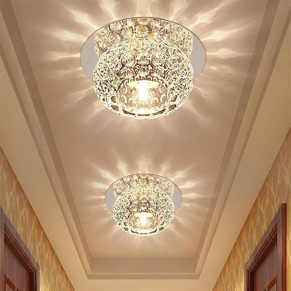 Plafonniers en cristal à bulles LED lampe d'allée projecteur salon couloir entrée Downlight en acier inoxydable base de miroir plafond248T
