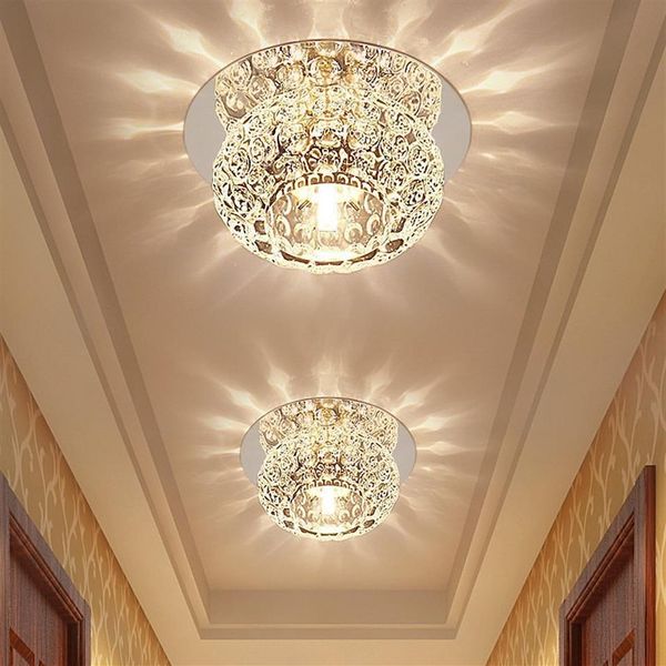 Bulle Cristal Plafonniers LED Allée Lampe Spotlight Salon Couloir Entrée Downlight En Acier Inoxydable Miroir Base Ceiling222G