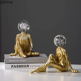 Bubble Crystal Head Figures Sculpture Desk Decoratie ornamenten moderne ambachten abstracte karakters standbeeldkamer esthetisch decor 240429