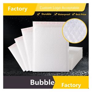 Bubble Demping Wrap Groothandel 800 stks/partij Zakken Zelfsluitende Witte Mailer Gewatteerde Enveloppen Plastic Bestand Schuim Verpakking Zak Waterpro Dhusq