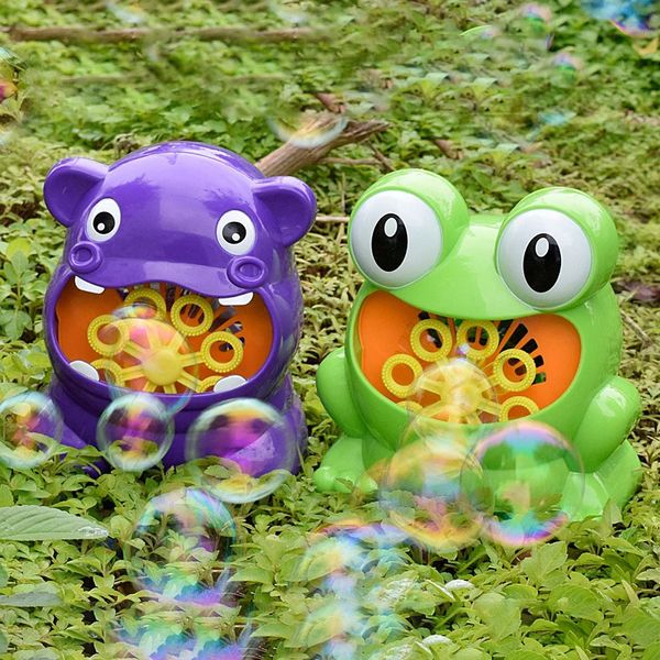 Pistolet à bulles mignon grenouille Machine automatique savon souffleur d'eau musique jouets d'extérieur pour enfants juguetes brinquedos jouet 240123