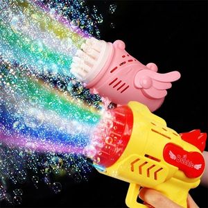 Bubble Gun Electric Automatic Soap Rocket Bubbles Machine Kids Portable Outdoor Party Toy LED Light Blower Toy Children Gifts 220704