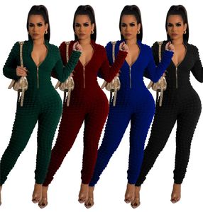 2024 Designer Bubble Combinaisons Femmes Casual Solide One-Pièces Barboteuses Sexy Salopette Moulante Dames Combinaison Pantalon En Gros Automne Vêtements D'hiver 8843