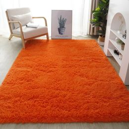 Bubble Kiss Flauschige orangefarbene Plüschteppiche und Vorleger für Zuhause, Wohnzimmer, dicker Kinderteppich, zottelige goldene Samt-Bodenmatte 240122