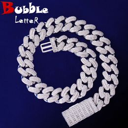 Collier ras du cou Baguette lettre bulle pour hommes, chaîne à maillons cubains de 20mm, breloques scintillantes glacées, bijoux Hip Hop 240323