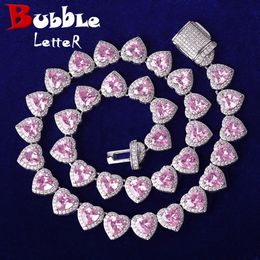 Bubble Letter Cluster Heart Tennis Chain pour femmes Girl Glossy Girl Choker Prong Collier Pink Hip Hop Jewelry240327