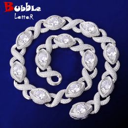 Bulle lettre glacé tour de cou forme 8 yeux chaîne cubaine pour hommes broche réglage collier Hip Hop bijoux 240313