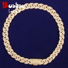Bubbelbrief Miami Cuban Link Chain for Men Necklace Real Gold Compated Hip Hop Sieraden Trend Kerstcadeau 240409