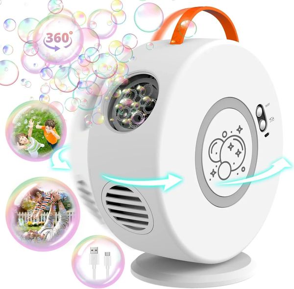 Machine à bulles jouet pour enfants souffle à bulles automatique rechargeable 360 ° rotatif électrique portable de mariage extérieur cadeau 240408