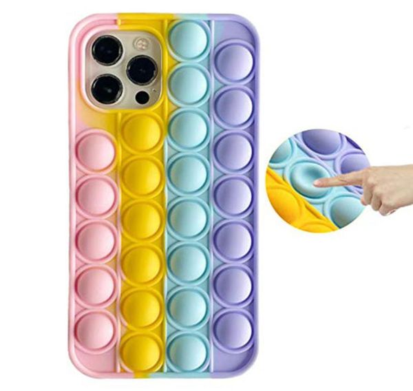 Étuis de téléphone à bulles pour soulager le Stress, jouets Push, coque en silicone anti-stress pour iPhone 12 11 Pro Max, housse de protection pour fille 5312388