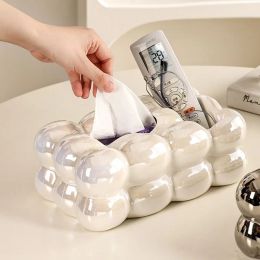 Boîte de rangement de forme de bulle en céramique Table à manger haut de gamme Décoration de serviette de serviette de serte de serviette de luxe de luxe conception de tissus