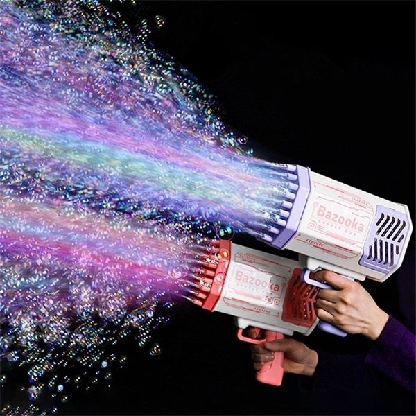 Bubbles Machine 69 trous Bubble Gun Rocket Gun Launcher Forme Automatique Blower Soap Toys for Kids Children Gift Pomperos Toys 220621