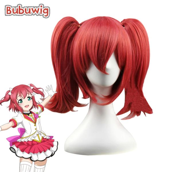 Bubuwig Synthetic Hair Lovelive!Ruby Kurosawa Red Ponytail Wig 35cm Medium Long Long Cosplay Party Wigs Résister à la chaleur