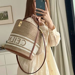 Emmertas Leer Enkele schouder Crossbody Retro Wol Gras Gevlochten 2023 Nieuwe draagbare damestij