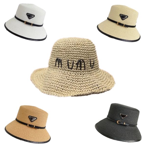 Bucket Designer Hat Summer Straw Hat Women Classic Wide Brim Gorro Outdoor Hats for Men Embroidery Triangle Universal Cap Accessories Femme GA0132 H4