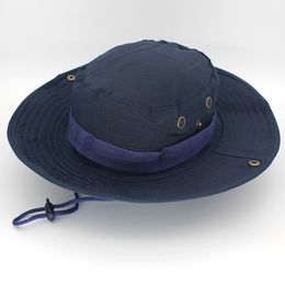 قبعة بحافة سفاري Boonie قبعة باللون الأزرق الداكن للرجال من قطن بنما لصيد الأسماك في الهواء الطلق للجنسين قبعات صياد من بوب صن للصيد في الصيف