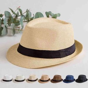 chapeau seau paille solide femme d'été sunhat England Panama Top Mens Sunvisor Kids Beach Outdoor Chapeau Parentchild Jazz Hat