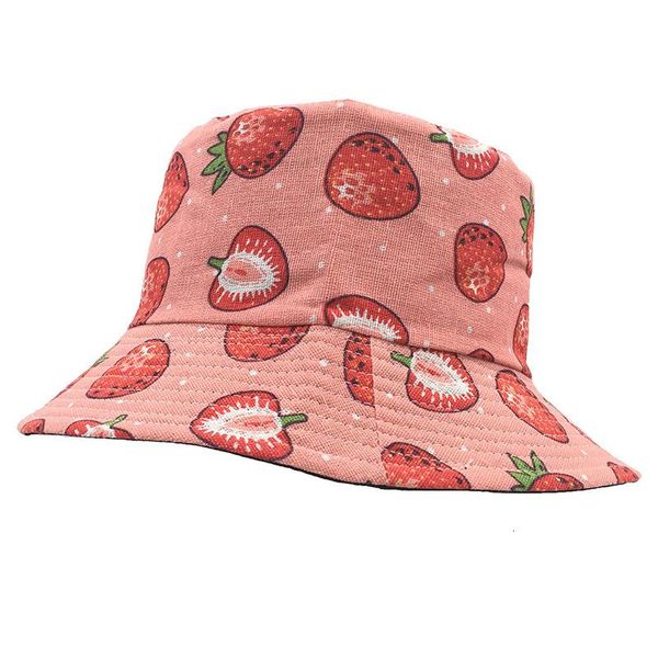 sombrero de cubo Strawberry du rabbit elemento sol lavabo de doble cara de pescador