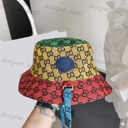 Emmer hoeden heren dames brede rand hoeden designer caps tweekleurige dubbelzijdige suspener visser hoed vol jacquard patroon touw riem letter borduurwerk voor mannen vrouwen