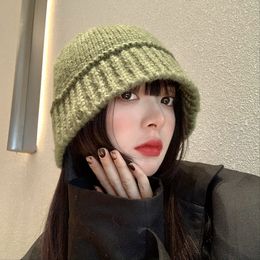 Kova Şapka Kadın Örgü Bayanlar Kapaklar Yumuşak Harajuku Streetwear Kore Tarzı Seyahat Tüm Maç Sonbahar Açık Sıcak Tutmak Şapka Kap