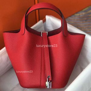Baquet en cuir picotinlock Designer sac fourre-tout Lady Classic authentique sacs authentiques à la main