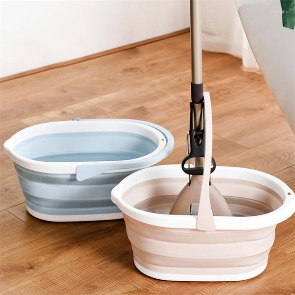 Cubo de fregona plegable, lavabo sólido plegable con asa, baño, portátil, para exteriores, lavado de suelo, accesorios de limpieza