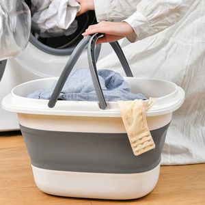 Seaux Bassin pliant multifonction 16L panier à linge carré seau de vadrouille pliable Portable lavage salle de bain eau ménage 231124