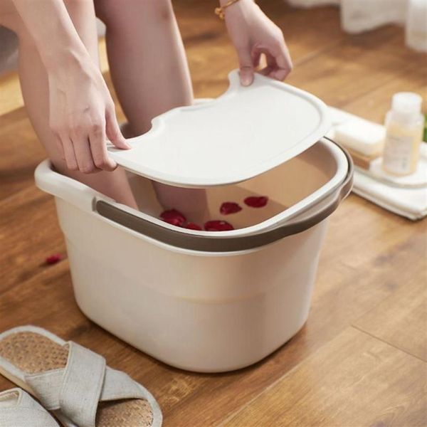 Seaux Portable en plastique bain de pieds Spa Massage seau lavabos avec couvercle et poignée Whole157j