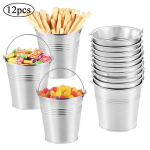 Seaux Toyvian 12 pièces Pots en métal Mini fer blanc seau baril glaçage frites bonbons barre collations seaux en étain 230830