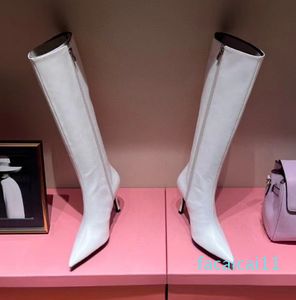 Hebilla Cremallera lateral decorativa Tacón alto Botas de moda Diseñador de lujo Cuero genuino