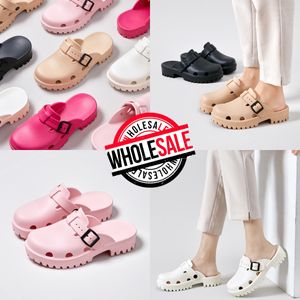 boucle designer diapositives sandales plate-forme pantoufles hommes femmes blanc rose chaussures imperméables hôpital de soins infirmiers 36-41
