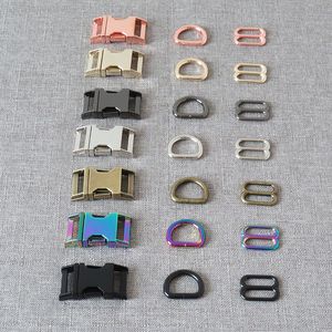 Gespen 1Set 15mm 20mm 25mm Sterke Hardware Metalen Bandjes Slider D Ring Release Riem Gesp voor Hond Kraag Paracord Naaien Accessoire 230907