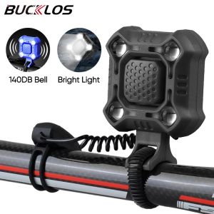 Bucklos 2 In 1 Bike Bell 140dB Bicycle Horn Bike Bell Ring Elektrische USB Oplaadbare fietslicht Koplamp Cycling Accessoires