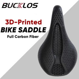 Bucklos 3D Printing Bicycle Saddle Carbon Fiber Hollow Design Ultralight Bike Seat Cushion Soft Comfortabele 3D-geprint zadel 240507