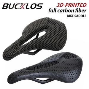 Bucklos Ultralight 3D Primed Bicycle Saddle Fibre Fibre Crow Mtb Road Mountain Bike siège Cushion confortable 3D Impression 240523