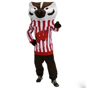 bucky point1 Badger Mascot Costume Simulación de rendimiento Dibujos animados Anime tema personaje Adultos Tamaño Navidad Publicidad al aire libre Traje Traje