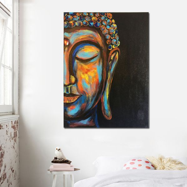 Pintura de Buda para pared de salón, lienzo impreso, póster de arte abstracto, Cuadros decorativos de gran tamaño, decoración del hogar