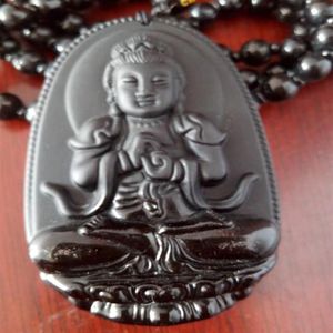 Boeddha hanger natuurlijke obsidiaan vintage ketting zwarte Boeddha hoofd hanger voor dames Jade Jewelry258S